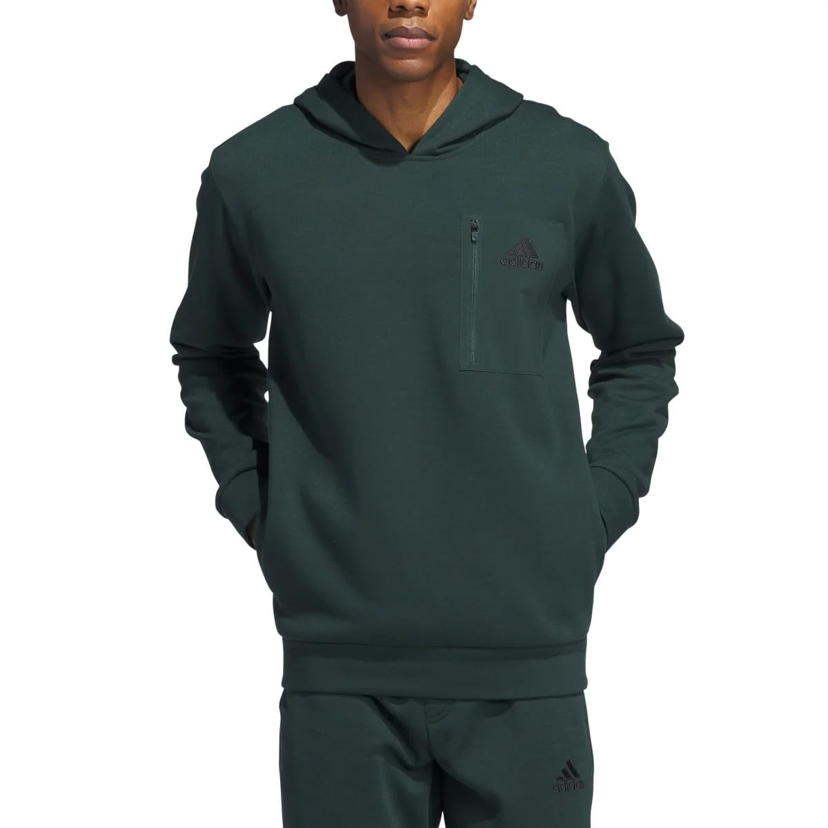 adidas Men�s Regular Fit Kangaroo Pockets Hoodie - Green (Shagrn), Small