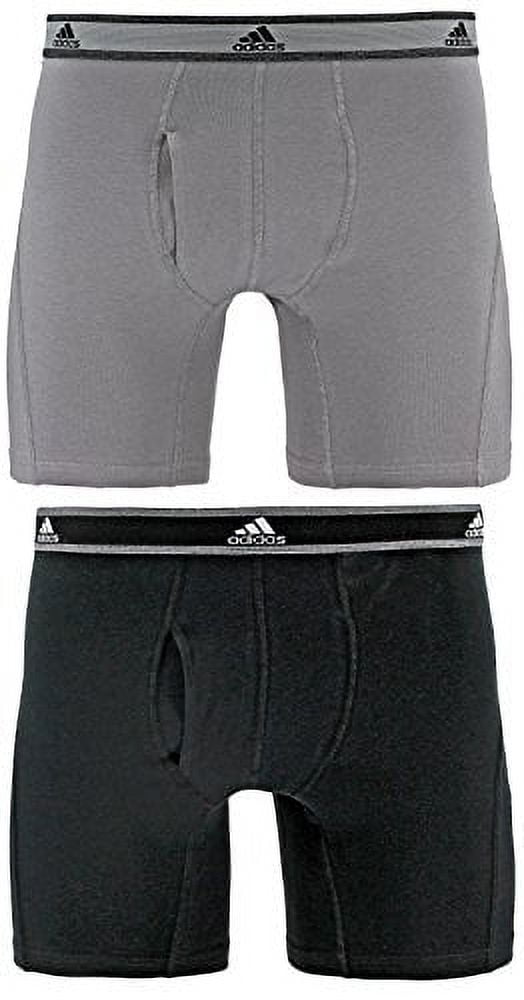 adidas Men's Relaxed Performance Stretch Cotton Boxer Brief Underwear  (2-Pack), Light Onix Black, LARGE 
