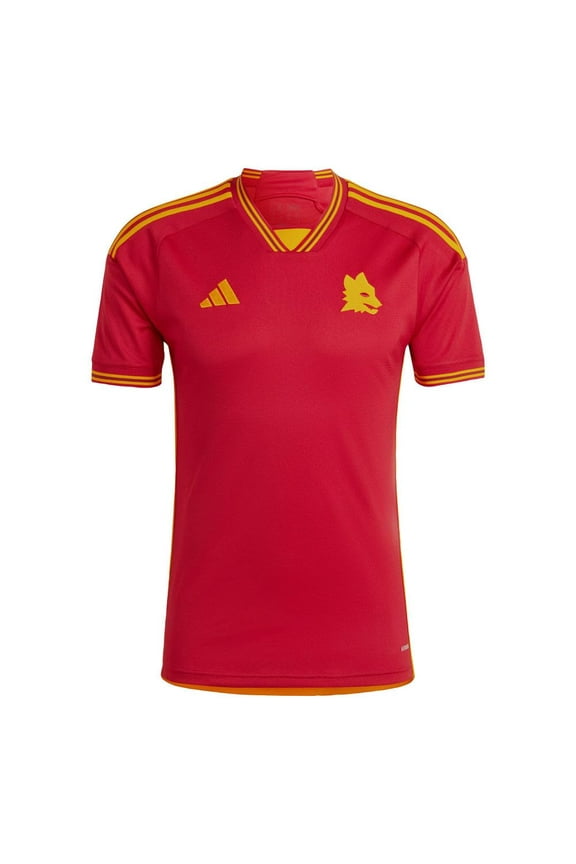 Men's Soccer Roma 23/24 Home Jersey - Minimalist Design, AEROREADY Moisture-Wicking, Recycled Materials (as1, Alpha, x_l, Regular, Regular) Red