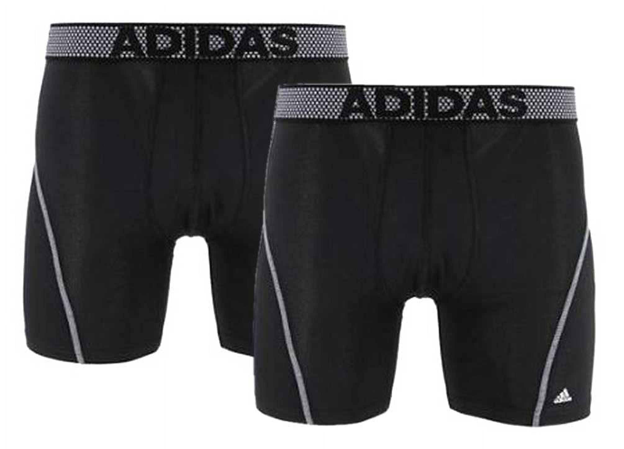 adidas Men's Sport Performance Climacool Boxer Brief Underwear (2-Pack),  Black/Thunder Grey, Large