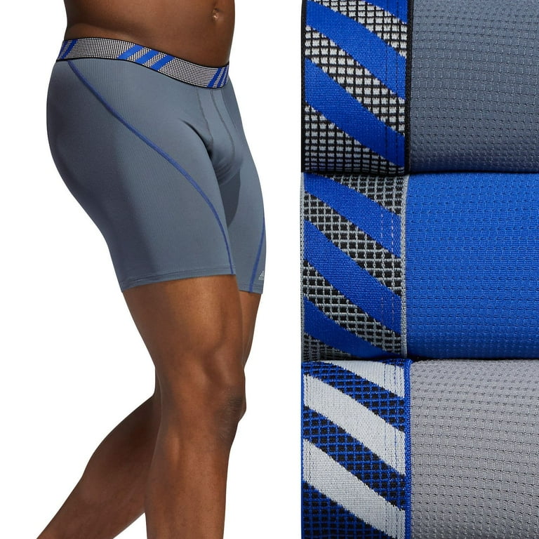 adidas Men s Sport Performance Mesh Boxer Brief Underwear 3 pack Onix Grey Bold Blue Grey Medium Walmart