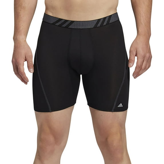 adidas Men's Sport Performance Mesh Boxer Briefs – 3 Pack (Black/Onix/Black, M)
