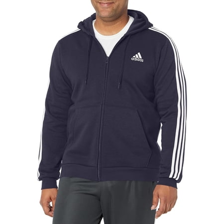 adidas Men's Standard Essentials Fleece 3-Stripes Full-Zip Hoodie, Legend Ink