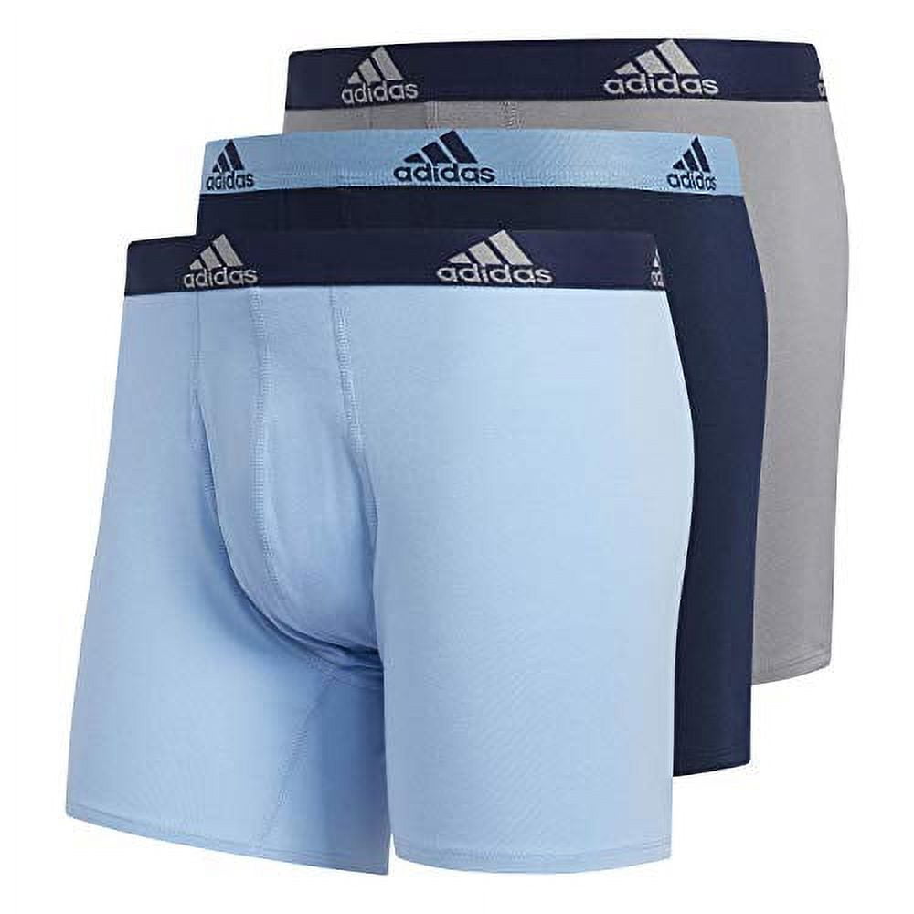 adidas Men's Stretch Cotton Boxer Briefs Underwear (3-Pack), Collegiate  Light Blue/Black Grey/Black Collegiate, LARGE