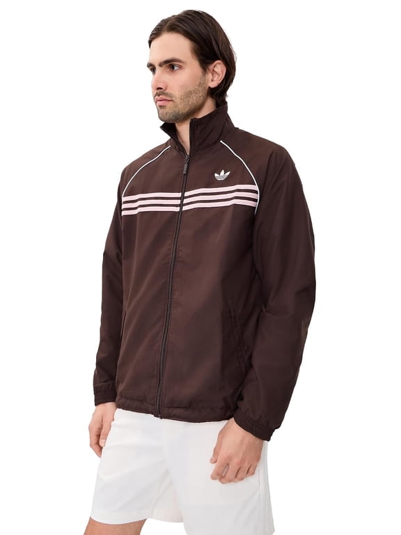 Men's Track Jacket Chest Stripe Lightweight Athletic, Aurora Coffee, XXL