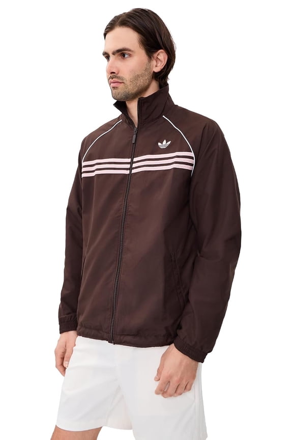 Men's Track Jacket Chest Stripe Lightweight Athletic, Aurora Coffee, XXL