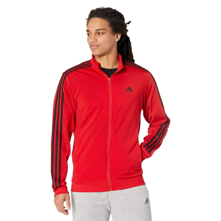 adidas Men s Warm up Tricot Regular 3 stripes Track Jacket Scarlet Black 4X Large Walmart