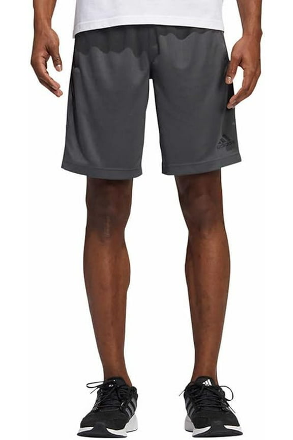 Mens 3 Stripe Shorts with Zipper Pockets (Grey Six/Black, 3XL)