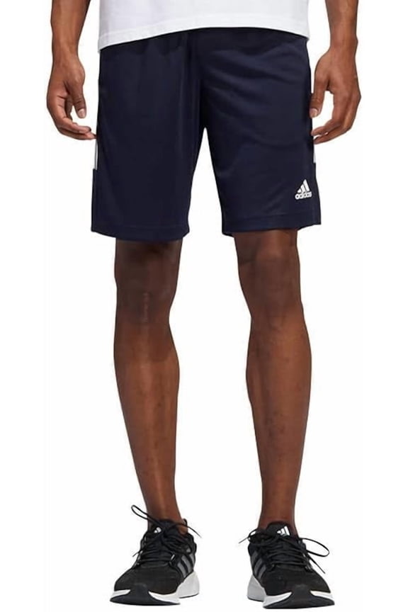 Mens 3 Stripe Shorts with Zipper Pockets (Legend Ink/White, 3XL)