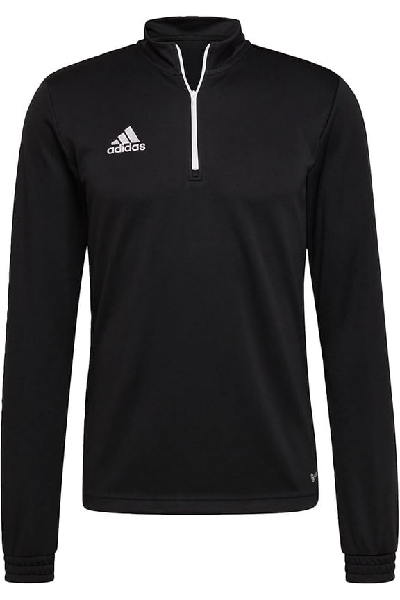 Mens Entrada 22 Training Shirt Half Zip Long Sleeve Pullover Top (Black, Large)