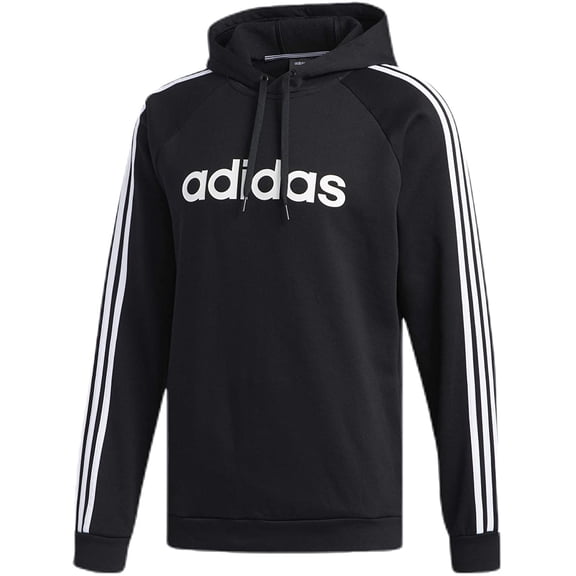 adidas Mens Essentials 3-stripes Pullover Hoodie,Black/white,S
