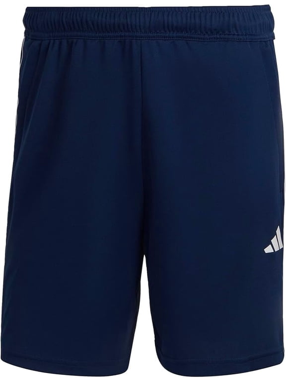 Mens Essentials Pique 3-Stripes Training Shorts (Dark Blue/White, Medium)
