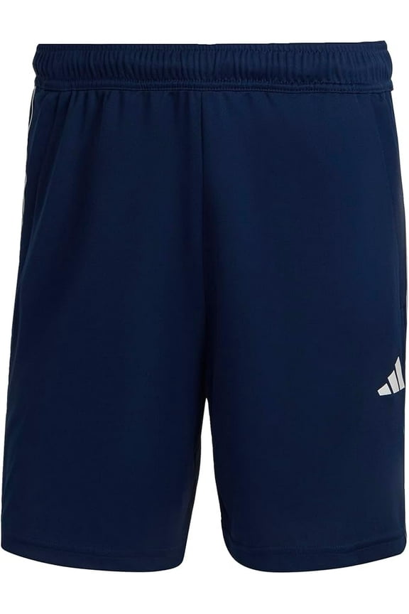 Mens Essentials Pique 3-Stripes Training Shorts (Dark Blue/White, Medium)