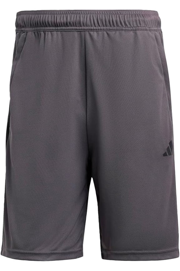 Mens Essentials Pique 3-Stripes Training Shorts, Grey/Black, Large