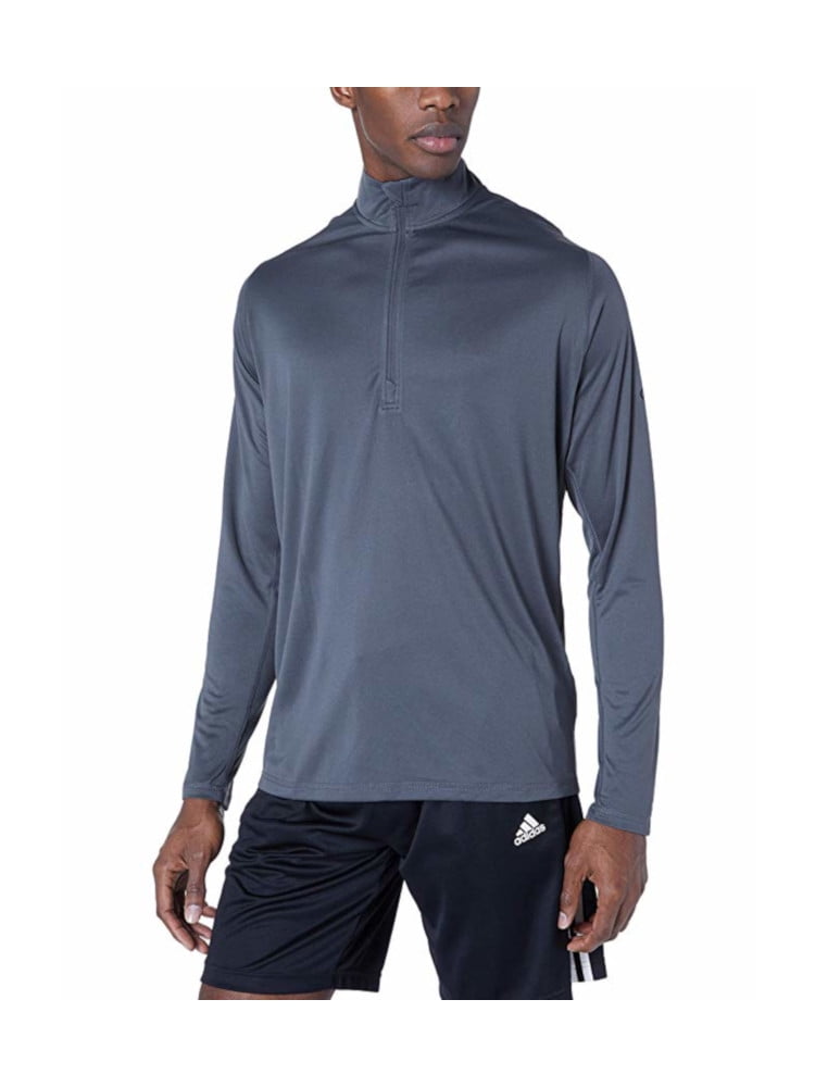 adidas Mens Size Large 1/4 Zip L/S Pullover Tee, Grey