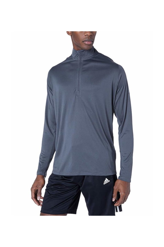 Mens Size Large 1/4 Zip L/S Pullover Tee, Grey