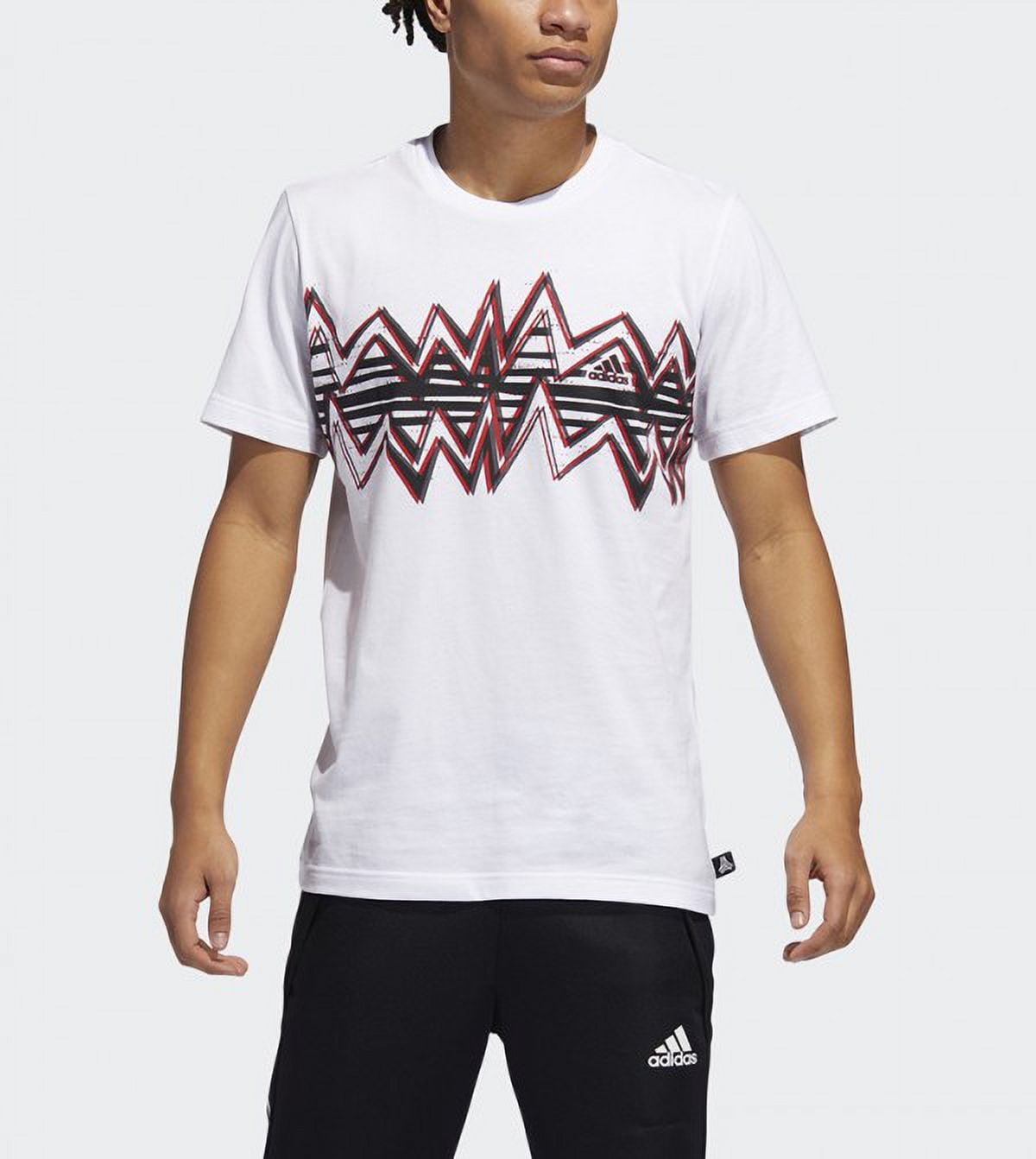 adidas Mens Tan 10 Graphic Tee,White,M