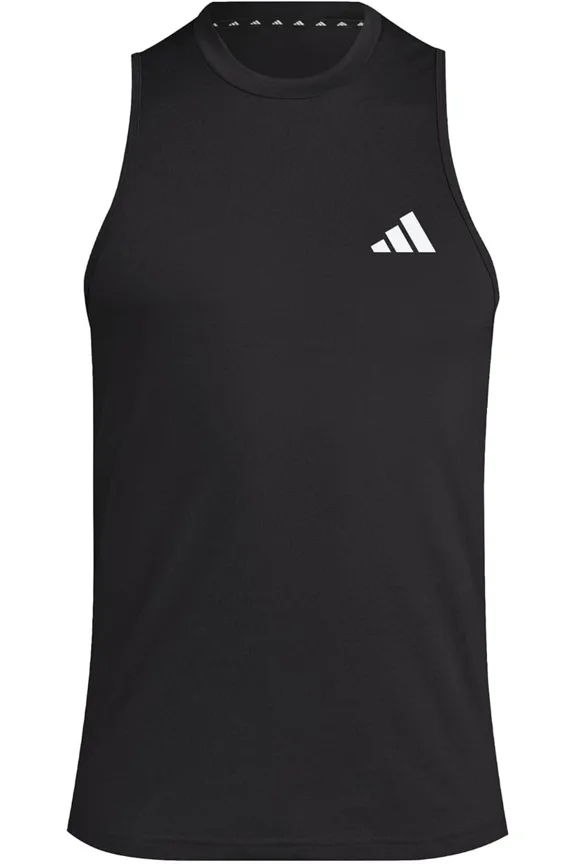 Mens Training Essentials Feel Ready Logo Sleeveless T-Shirt Tank (Black/White, X-Large)