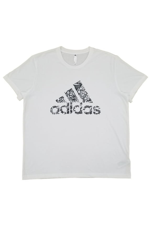 Mens White Fill Logo Graphic Tee Crew Neck Short Sleeve T-Shirt X-Large