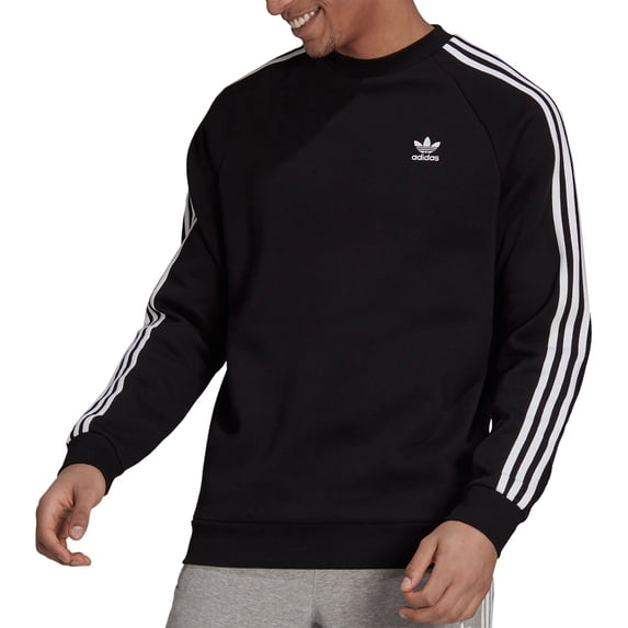 adidas Originals Men's 3-Stripes Crewneck, Black, XS
