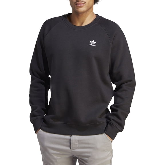 adidas Originals Men's Adicolor Essentials Trefoil Crewneck Sweatshirt (Black, L)