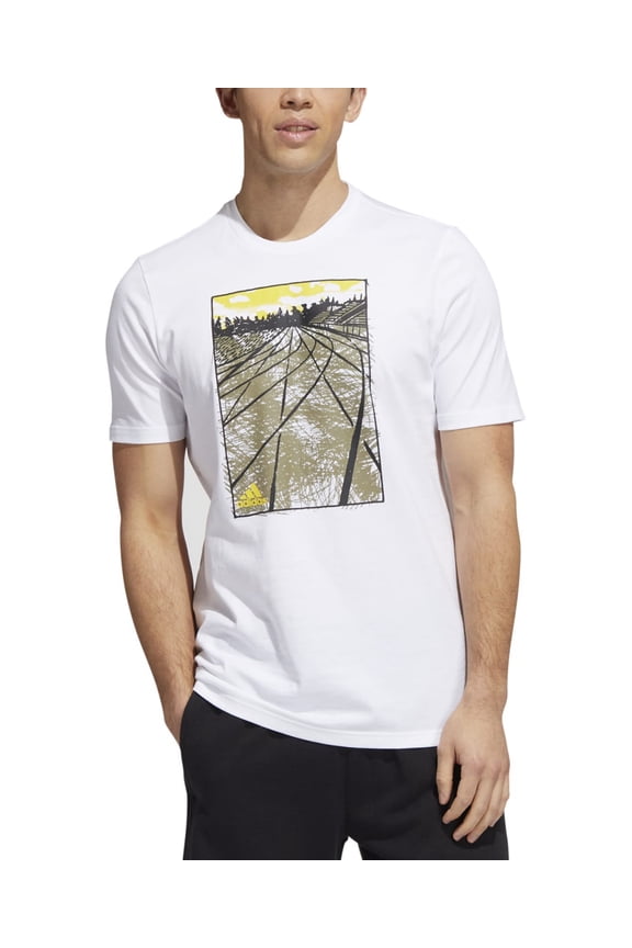 Mens Workout Activewear Short Sleeve Crewneck T Shirt White Large