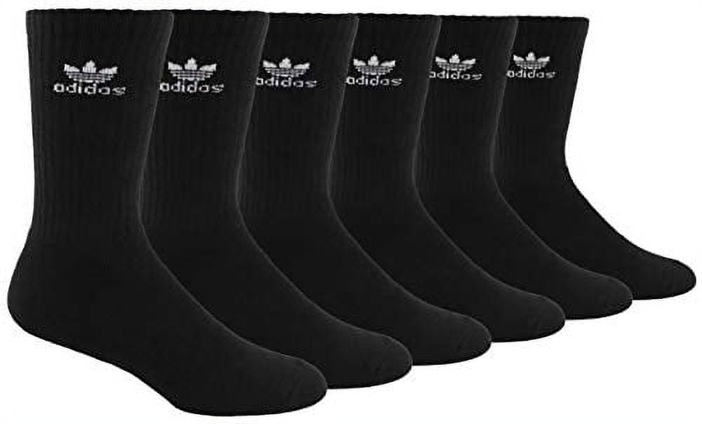 Adidas Originals Men's Trefoil Crew Socks (6-Pair), Black/White, Large, (Shoe Size 6-12)