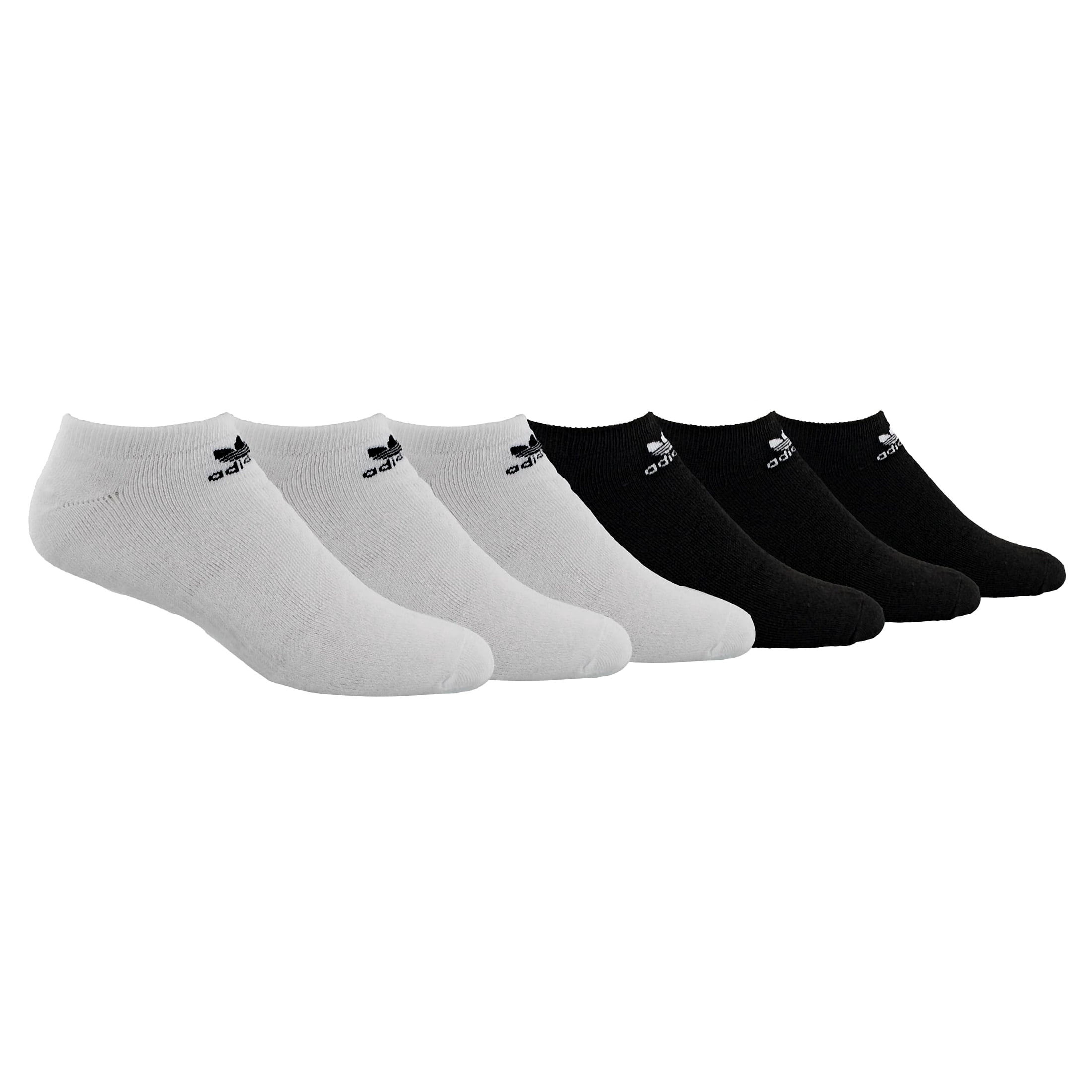 adidas Originals Men's Trefoil No Show Sock (6-Pair), White/Black Black/White, Large, (Shoe Size 6-12)