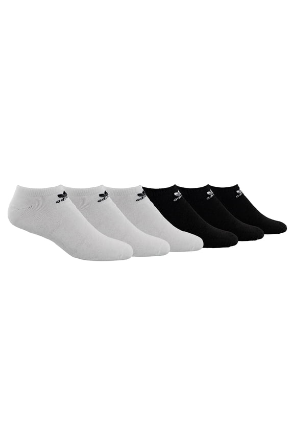 Originals Men's Trefoil No Show Sock (6-Pair), White/Black Black/White, Large, (Shoe Size 6-12)