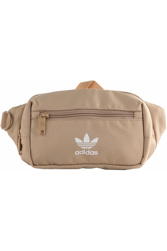 adidas Originals Waist Pack with Zip Pockets & Adjustable Strap, Beige