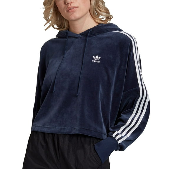 adidas Originals Womens Adicolor Velour Cropped Hoodie
