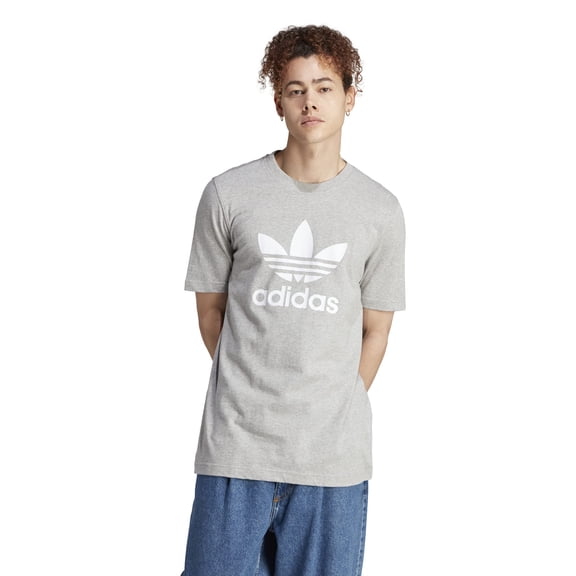 adidas Originals adiColor Classics Trefoil T-Shirt (Mens, Medium Grey Heather/White, SM)