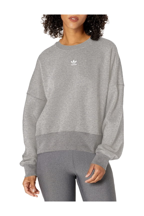 Originals womens Adicolor Essentials Fleece Sweatshirt Medium Grey Heather Large