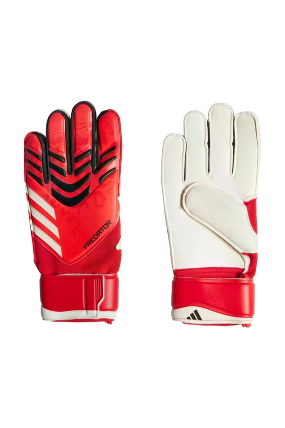 Predator Match Goalkeeper Gloves - Cushioned Palm, Flexible Backhand, Half-Wrap Wrist Strap (Pure Ruby/Lucid Red/Black, 8)