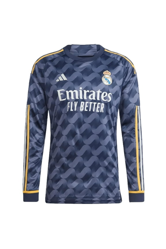 Real Madrid 23/24 Long Sleeve Away Jersey - Breathable Mesh Panels, Moisture-Absorbing AEROREADY, Soccer Style (US, Alpha, XX-Large, Regular, Regular)
