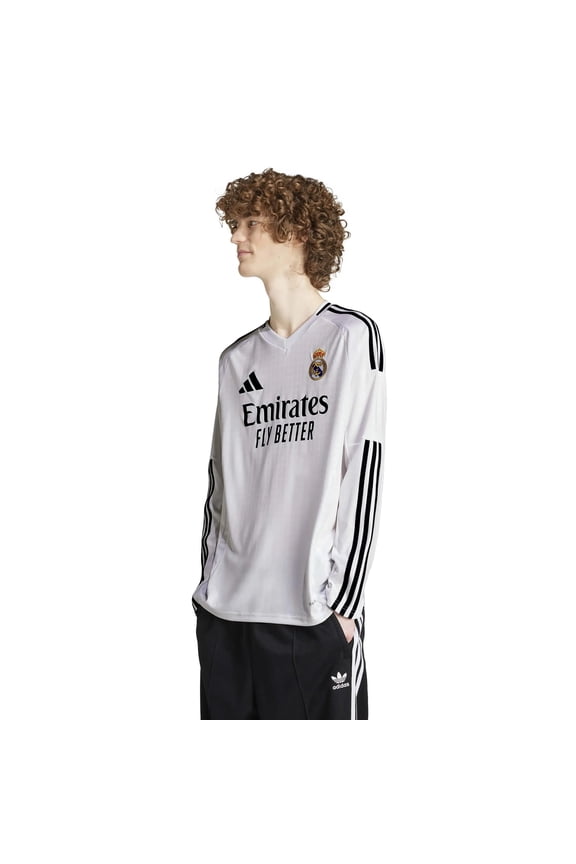 Real Madrid Men’s Stadium Long Sleeve Home Jersey 2024/25 (US, Alpha, 3X-Large, Regular, Regular, White)