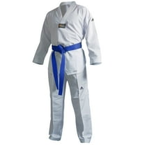 adidas Taekwondo Eco Fighter Uniform WT Approved 100% Polyester Ultralight - White V-Neck - 120 (000)