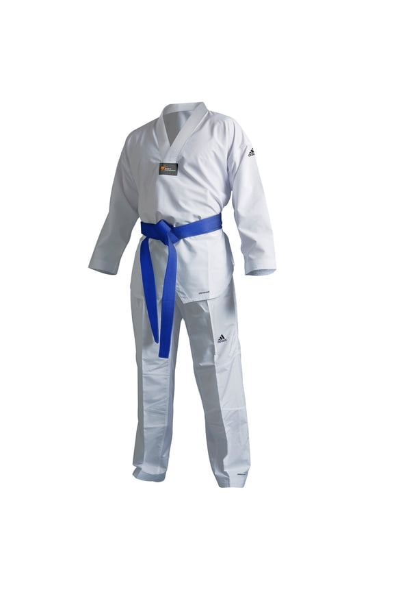 Taekwondo Eco Fighter Uniform WT Approved 100% Polyester Ultralight - White V-Neck - 160 (2)