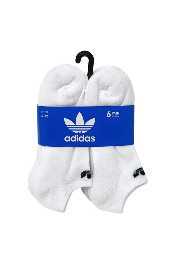 Unisex Originals No Show Socks 6 Pairs, White (Shoe size 6-12)