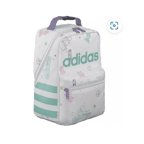 adidas Unisex Santiago Lunch Bag, Insulated School Food Container Box Discontinued, Icon Brand Love White/Flash Aqua Blue/Light Purple/2.0, One Size
