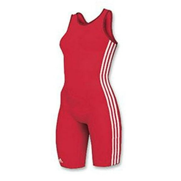 adidas Women's 3 Stripe Wrestling Singlet, X-Large, Red/White