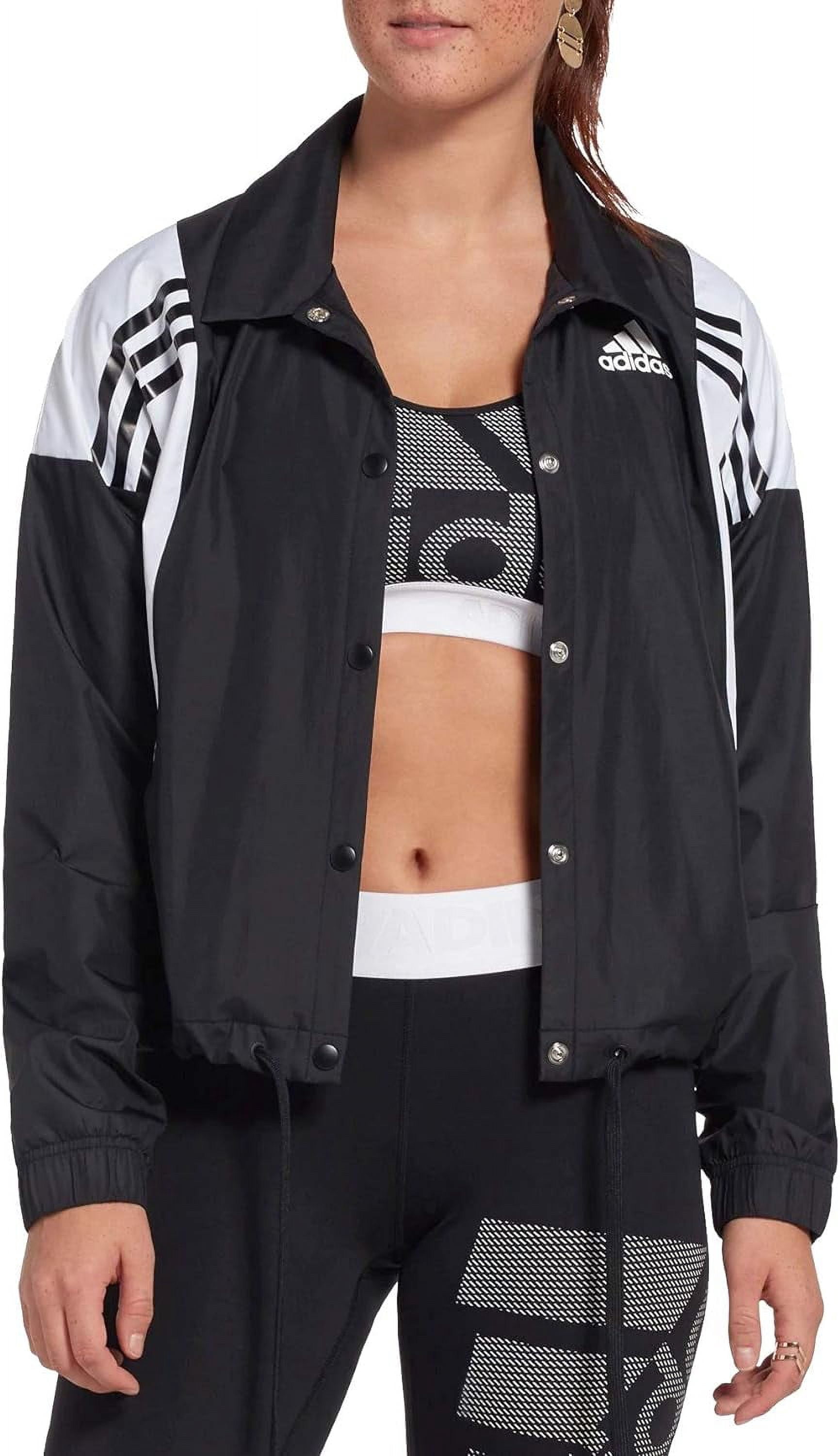 adidas Women's 3-Stripes Athletic Lightweight Jacket Small Black/White