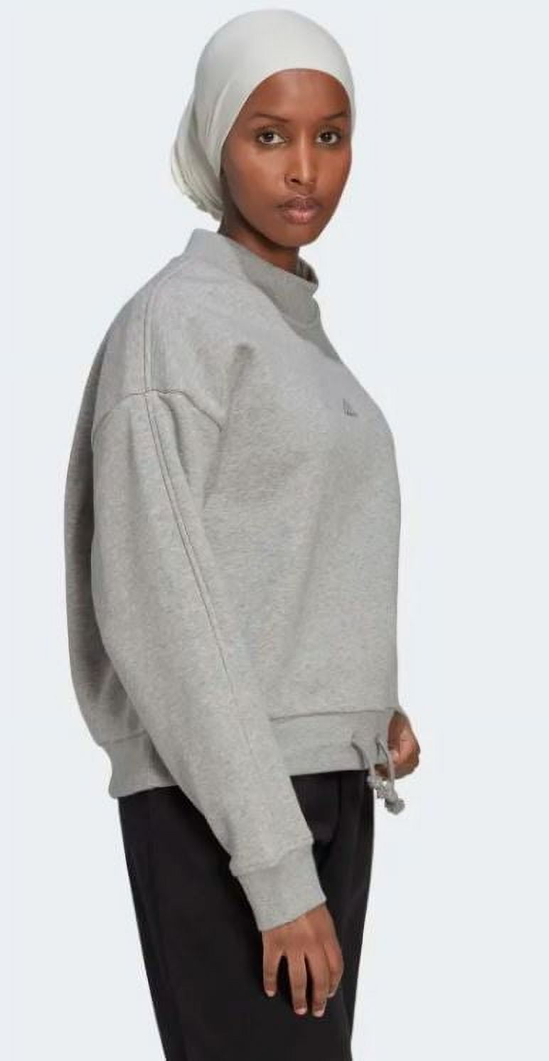 adidas Women's All Szn Fleece Mock Neck Sweatshirt, Medium Grey Heather, M