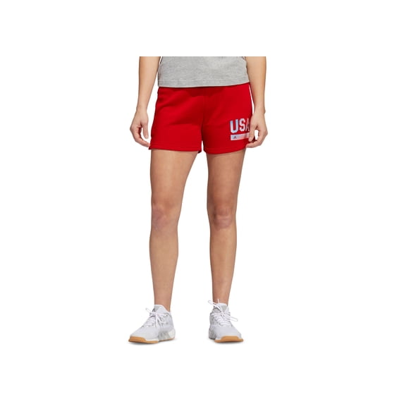 Adidas Womens Americana Drawstring Shorts Medium Red L