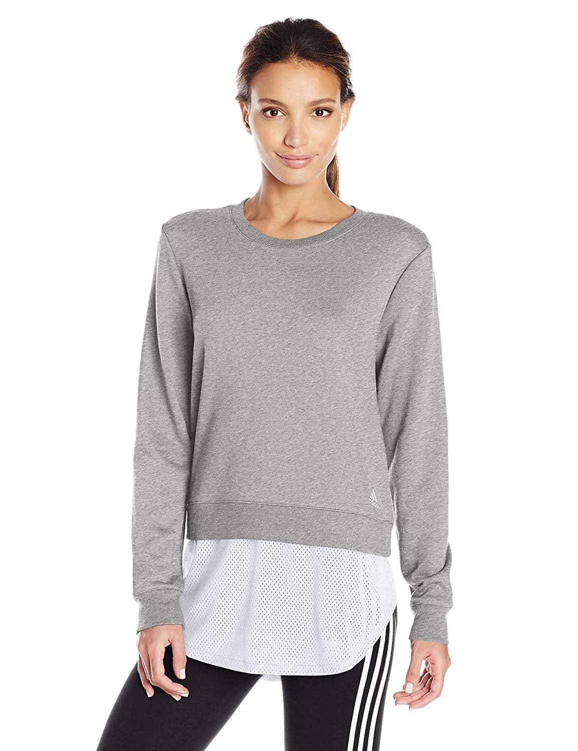 adidas Women's Athletics Layer Sweatshirt, Medium Grey Heather, X-Large