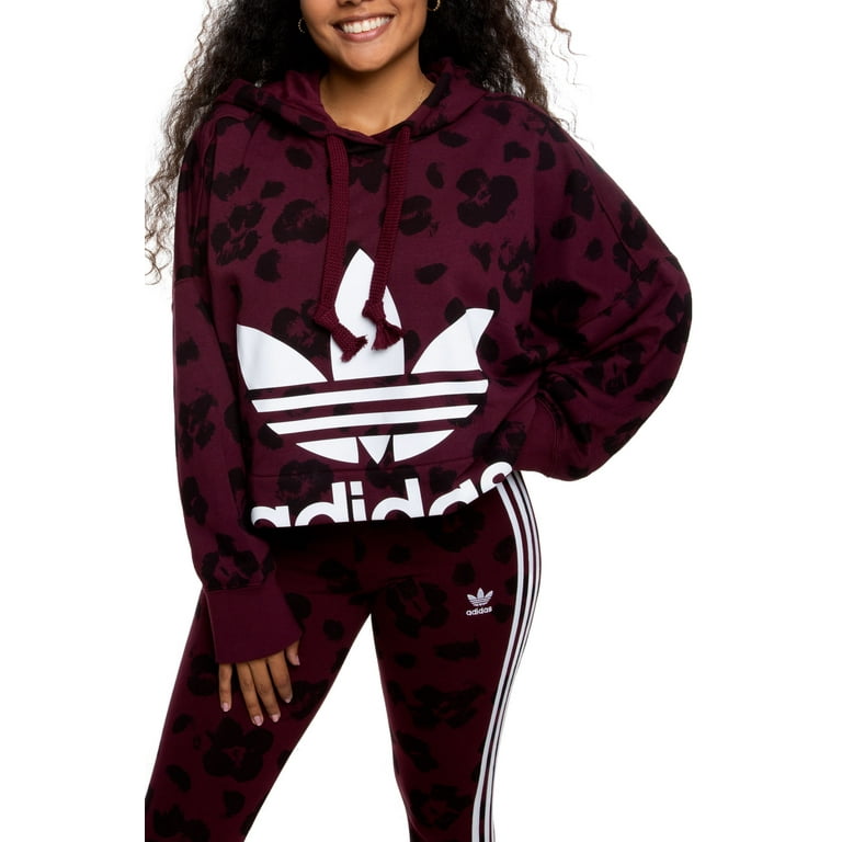 Adidas floral crop hoodie hotsell