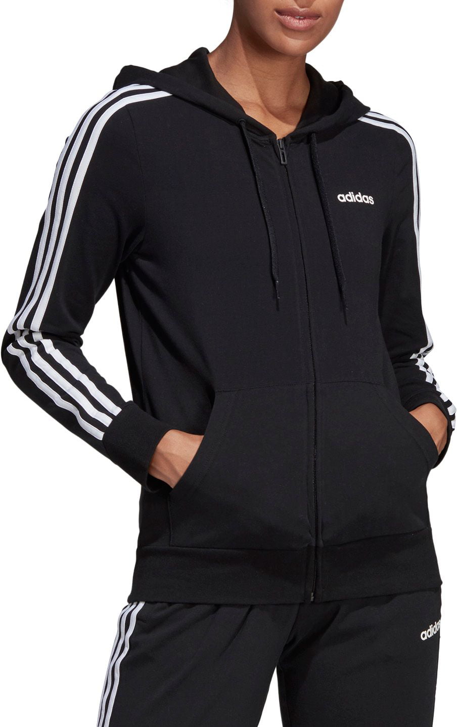 Essentials adidas Jersey Hoodie 3-Stripes Full Zip Women\'s