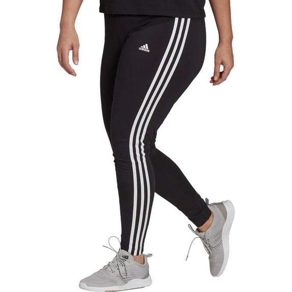 adidas Women's Essentials 3-Stripes Leggings (Black/White, 3X)
