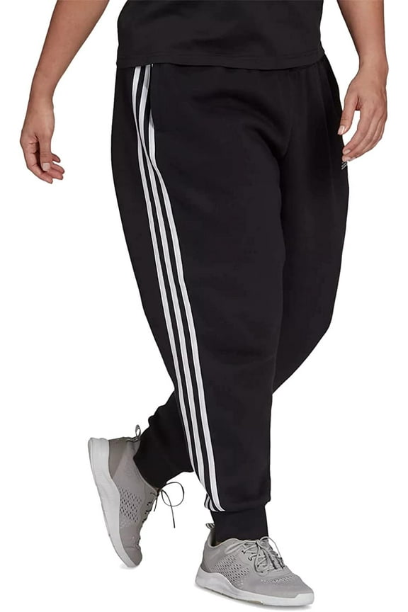 Women's Essentials Fleece Tapered Cuff Pants Large Black/White