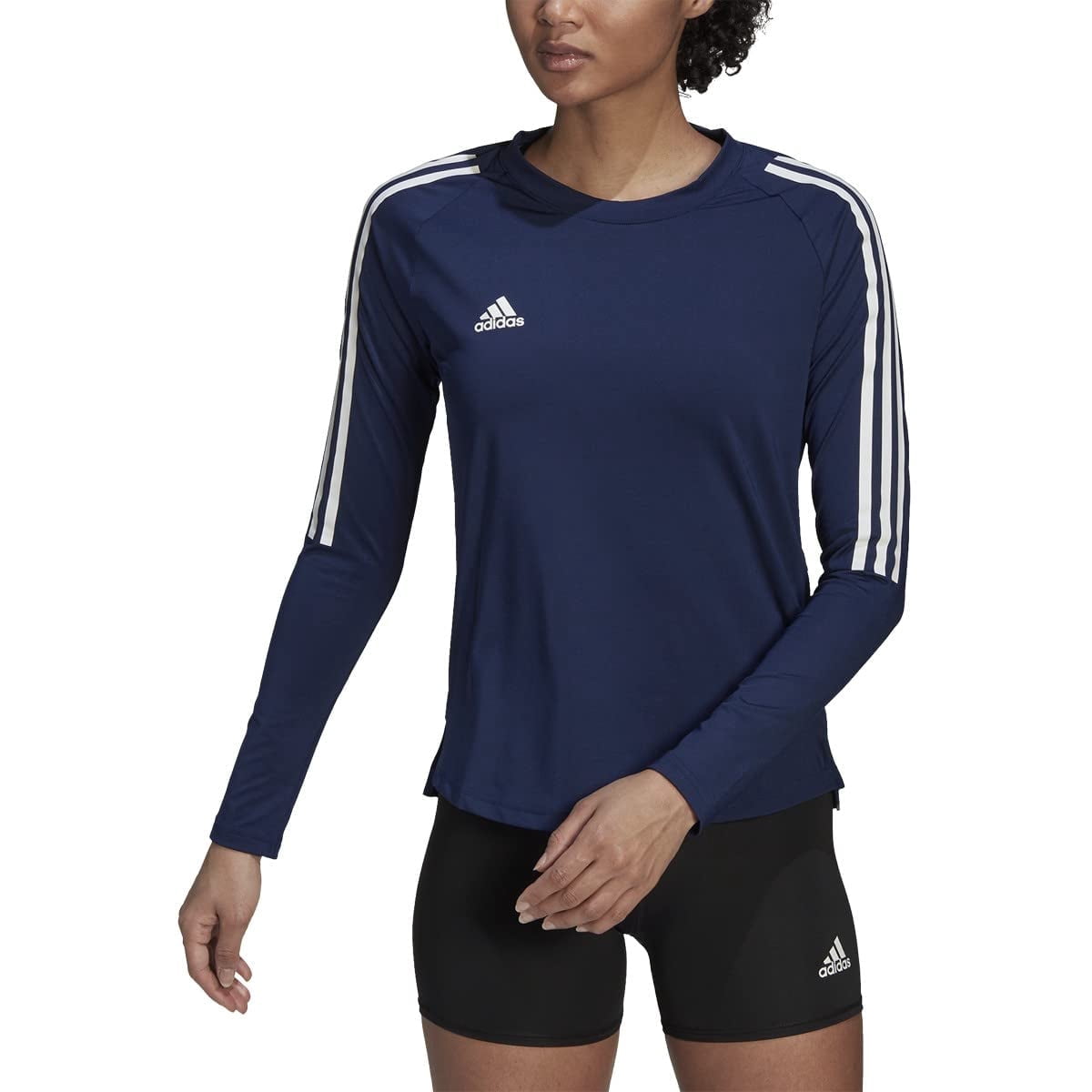 adidas Women's Hi Low Jersey Long Sleeve, Team Navy Blue/White, X-Large